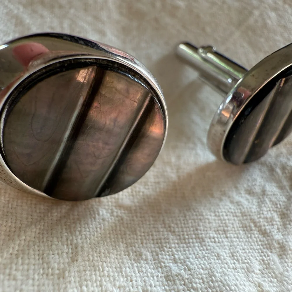 VINTAGE SWANK‎ Silver-TONE CUFFLINKS Signed Estate